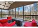Relaxing screened porch with comfortable seating and scenic views of the surrounding trees at 416 Delane Dr, Dallas, GA 30157