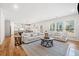 Bright living room and kitchen area with hardwood floors and natural light at 3505 Aqua Point Pl, Cumming, GA 30041