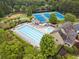 Aerial view of community pool, tennis courts, playground and clubhouse at 305 Inman Pl, Roswell, GA 30075