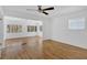 This bedroom features hardwood flooring and lots of light at 3819 Dora Se Dr, Smyrna, GA 30082