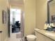 Elegant bathroom with granite countertop and the view of an adjacent office through an open door at 118 Cedarcrest Village Ct, Acworth, GA 30101