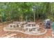 Outdoor area with built-in stone picnic tables and BBQ grills surrounded by mature trees for entertaining and relaxation at 2965 Pharr Court South Nw # 518, Atlanta, GA 30305