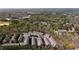 Overhead view of a neighborhood featuring lush trees and well-maintained townhomes at 971 Thibideau Ct, Sandy Springs, GA 30328