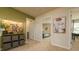 Hallway with neutral carpet, modern decor, and access to other rooms in the home at 3058 Yellowhammer Dr, Marietta, GA 30064
