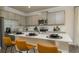 Modern kitchen with a white quartz island, stainless steel appliances, and stylish orange bar stools at 3058 Yellowhammer Dr, Marietta, GA 30064