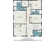 Detailed floor plan showing bedroom layouts and bathroom placements on the second floor of the house at 307 Montgomery Way, Woodstock, GA 30188