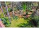 A spacious backyard with a lush green lawn, wooded area, and playset nestled among mature trees, ideal for outdoor activities at 3816 Berrybridge Se Way, Marietta, GA 30067