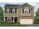 Two-story home featuring vertical siding, shutters and a brick-facade two-car garage at 102 Hill Side Ln, Dallas, GA 30157