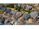 Aerial view of a residential neighborhood showing the property's location among well-maintained homes and tree-lined streets at 12800 Wyngate Trl, Alpharetta, GA 30005
