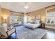 Relaxing main bedroom features large windows, a tray ceiling, neutral paint colors, and stylish furnishings at 4022 Newhaven Ne Cir, Brookhaven, GA 30319