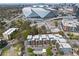 Aerial view of community showing the Mercedes Benz stadium, pool, new construction, and local streets at 89 Mangum Sw St # 119, Atlanta, GA 30313
