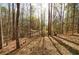 View of the large, heavily wooded backyard at 6490 Lake Esther Dr, Fairburn, GA 30213