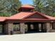 Stone pavilion is a great place for a picnic. The roof protects visitors from the sun and rain at 3567 Hidden Valley Cir, Lawrenceville, GA 30044