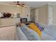 Open-concept floorplan with a view of the kitchen with a comfortable couch at 403 Oak Harbor Ct, Marietta, GA 30066