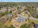 An aerial view shows the beautiful brick home situated in a lovely neighborhood with mature trees and landscaping at 4437 Blue Ridge Dr, Douglasville, GA 30135