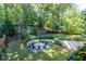 Beautiful backyard featuring a fire pit, seating area, and professionally landscaped yard at 515 Danube Ne Rd, Atlanta, GA 30342