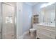 Sleek bathroom features a glass-enclosed shower and neutral vanity at 515 Danube Ne Rd, Atlanta, GA 30342
