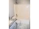 Bathroom with granite vanity and shower over tub at 253 Woodland Way, Canton, GA 30114