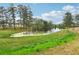 Picturesque view of the pond, complemented by the natural beauty of trees and foliage at 4443 Quilter St, Powder Springs, GA 30127