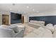 Well-lit finished basement with TV, comfortable seating, and stylish decor at 6635 Canyon Cv, Cumming, GA 30028