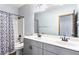 Bathroom featuring a double sink vanity, modern fixtures, and tub-shower combo at 2195 Well Springs Dr, Buford, GA 30519