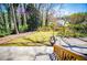 Tranquil backyard featuring a lush green lawn and mature trees, creating a serene outdoor space at 1181 Angelia Sw Dr, Mableton, GA 30126
