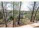 Backyard view from the back deck, surrounded by many trees and other houses at 5347 Harbury Cv, Suwanee, GA 30024