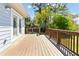 Spacious back deck off of a light blue house overlooking a lush green yard and trees at 955 Bouldercrest Se Dr, Atlanta, GA 30316