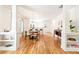 Dining area with modern chandelier and views into the kitchen at 955 Bouldercrest Se Dr, Atlanta, GA 30316