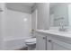 Bathroom with a shower and quartz countertop at 223 Gilliam Ct, Locust Grove, GA 30248