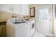 Functional laundry room with modern appliances, ample storage, and a convenient door to the outside at 5440 Shady Grove Rd, Cumming, GA 30041
