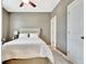 Cozy bedroom with neutral walls, ceiling fan, and a comfortable bed, perfect for relaxation at 516 Cunninghame Ct, Peachtree City, GA 30269