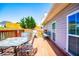 Outdoor wooden deck with green trees and backyard at 207 Meadow Lake Dr, Carrollton, GA 30116