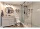 Modern bathroom with a glass-enclosed shower, updated vanity, and contemporary fixtures at 304 Gilmer Ct, Canton, GA 30115