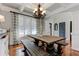Dining room featuring coffered ceilings, chandelier, and a large table with bench seating at 304 Gilmer Ct, Canton, GA 30115