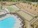 Aerial view of the community pool and amenity area showcasing the recreational options available to residents at 117 Villanueva Rd, Woodstock, GA 30188