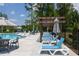 Community pool with lounge chairs, umbrellas, and shaded pergola at 2340 Edgar Park Pl # 97, Duluth, GA 30096