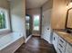 Bathroom showcasing a tub, tiled shower, and granite countertops at 490 Benson Meadows Dr, Dallas, GA 30157