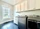 Well-lit laundry room features modern washer and dryer, ample storage, and practical sink area at 305 Red Gate Ln, Canton, GA 30115