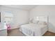 Clean bedroom with a white bed, a large window, and carpet at 7554 Roseberry Way, Lithonia, GA 30038
