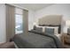 A cozy bedroom featuring a stylish headboard, soft bedding, and window with natural light at 206 Silverton Dr, Dacula, GA 30019