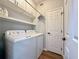 Functional laundry room with washer, dryer, and overhead cabinets for storage at 2168 Berryhill Se Cir, Smyrna, GA 30082