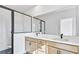 Elegant bathroom with double vanity, quartz countertop, and a glass-enclosed shower at 2637 Camphor Se Xing # 83, Smyrna, GA 30080