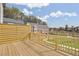 New wooden deck overlooking a well-manicured lawn, trees, and beautiful blue sky at 2637 Camphor Se Xing # 83, Smyrna, GA 30080