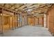 Unfinished basement showcasing wood framing and concrete flooring at 5615 Toccoa Dr, Douglasville, GA 30135