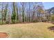 Lush green backyard with mature trees, offering a tranquil and private outdoor space at 1564 Beaver Creek Lane, Snellville, GA 30078
