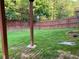 Large backyard with lush green grass, wooden fence, providing a perfect outdoor space at 6802 Potomac, Fairburn, GA 30213