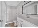 Bright bathroom with a shower and vanity with modern fixtures at 3417 Sable Chase Ln, Atlanta, GA 30349