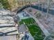 Aerial view of backyard, showing multiple seating areas, grassy tier, and lots of space to relax at 1445 Bentcreek Dr, Marietta, GA 30062