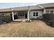 A view of the home's backyard showcasing the covered patio and the home's neutral exterior paint at 2460 Laurel Gate Ln, Cumming, GA 30040